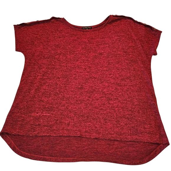 2/$30 Always Indigo Red and Black Heathered Sweater Knit Top Size 3X - Picture 1 of 9